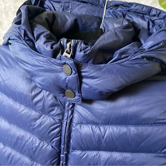 Tommy Hilfiger Women's Duck Down Puffer Coat Size XS Blue Packable Hooded Jacket - Picture 3 of 11